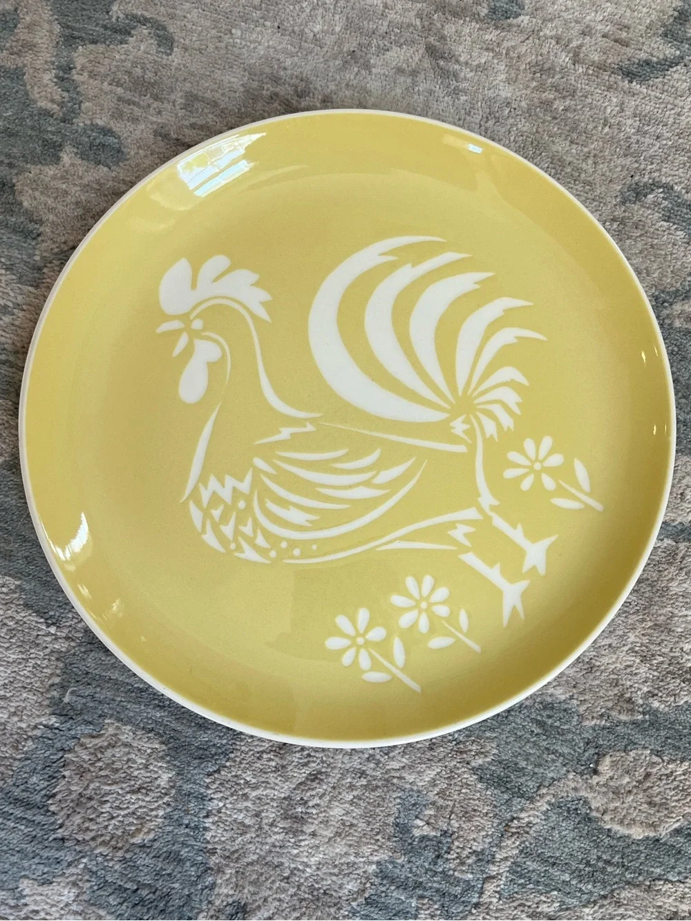 Vintage Harkerware Yellow Rooster 10” Dinner Plate Made in USA